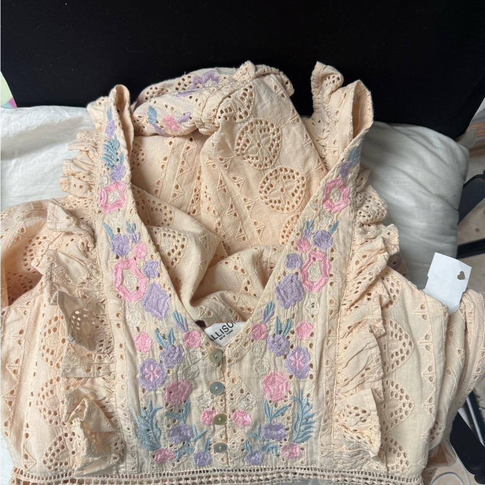 Embroidered Cream Maxi Dress